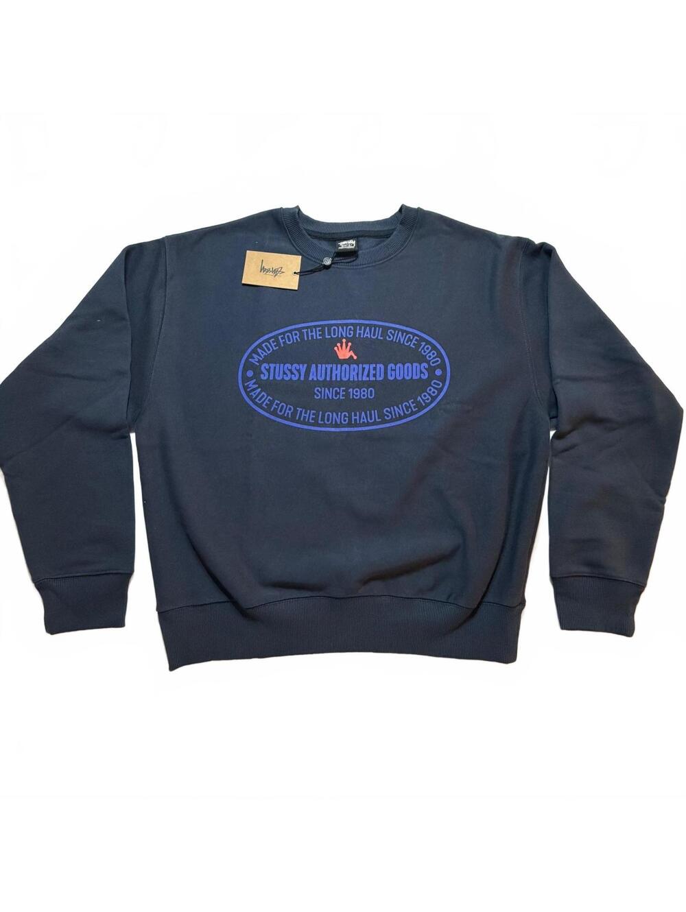 Stussy Authorized Goods Crewneck Navy Large NWT